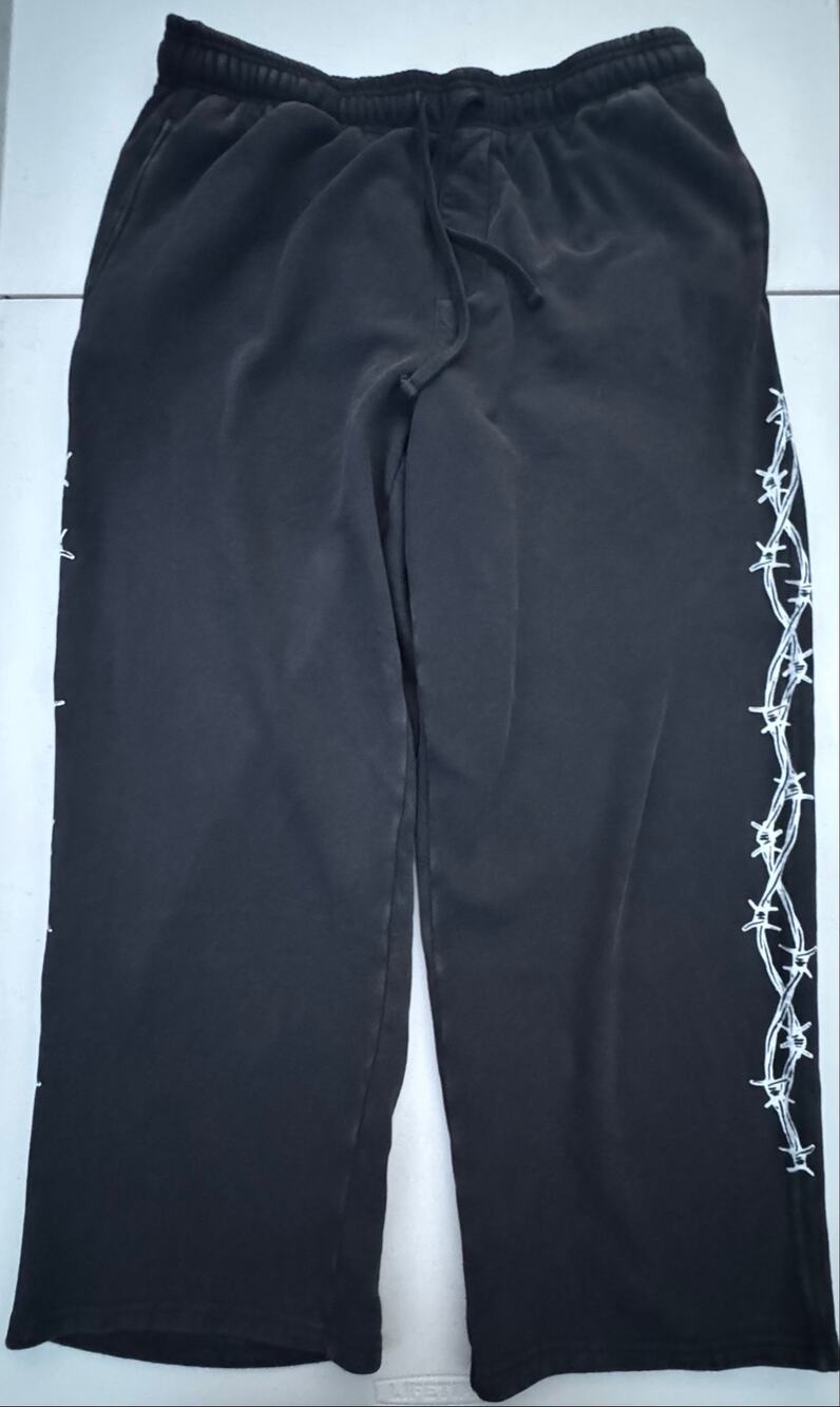 ⛓️ RSQ Extra Baggy Barbed Wire Black Sweatpants XL Streetwear Skater